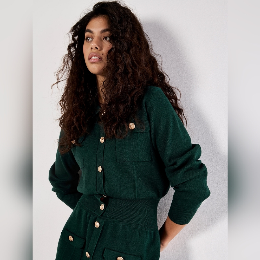 Gold Button Knit Cardigan